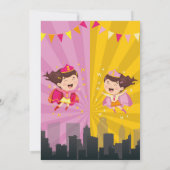 Superheld Verjaardag Zuster Roze Geel Joint Party Kaart (Achterkant)