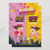 Superheld Verjaardag Zuster Roze Geel Joint Party Kaart (Voorkant / Achterkant)