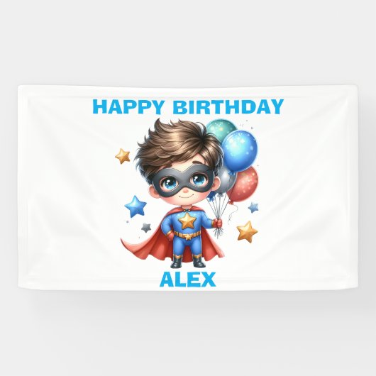 Superheld Verjaardagsbanner | Kinderfeestje Decora Spandoek (Horizontaal)
