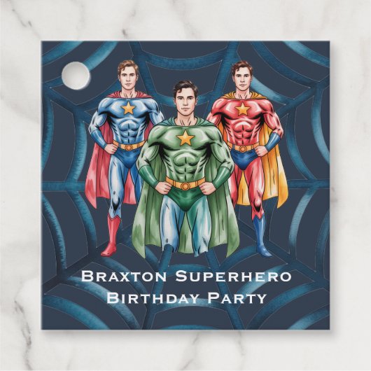 Superheld verjaardagsfeest voor jongens Bedankt Bedankjes Labels (Voorkant)