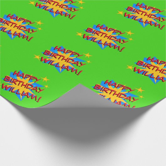 Superheld verjaardagsfeestje cadeaupapier (Hoek)