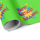 Superheld verjaardagsfeestje cadeaupapier (Rol Hoek)