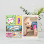 superheld verjaardagsuitnodiging Cartoon  Meisje Kaart (Staand voorkant)