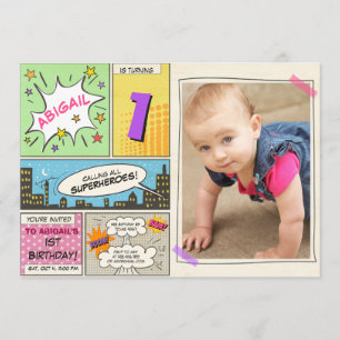 superheld verjaardagsuitnodiging Cartoon  meisje Kaart