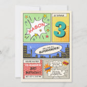 superheld verjaardagsuitnodiging Cartoon Vintage B Kaart (Voorkant)