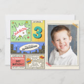 superheld verjaardagsuitnodiging Cartoon Vintage B Kaart (Voorkant)