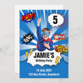 Superheld verjaardagsuitnodiging - Foto Kaart (Voorkant / Achterkant)