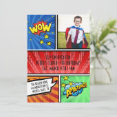 Superheld Verjaardagsuitnodiging | Stripboek Feest Kaart (Staand voorkant)