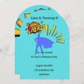 Superheld verjaardagsuitnodiging voor jongens kaart (Voorkant / Achterkant)