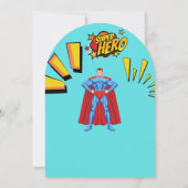 Superheld verjaardagsuitnodiging voor jongens kaart (Achterkant)