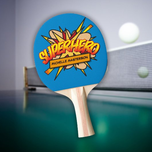 SUPERHELD Vermaak Retro Stripboek Pop Art Tafeltennisbatje