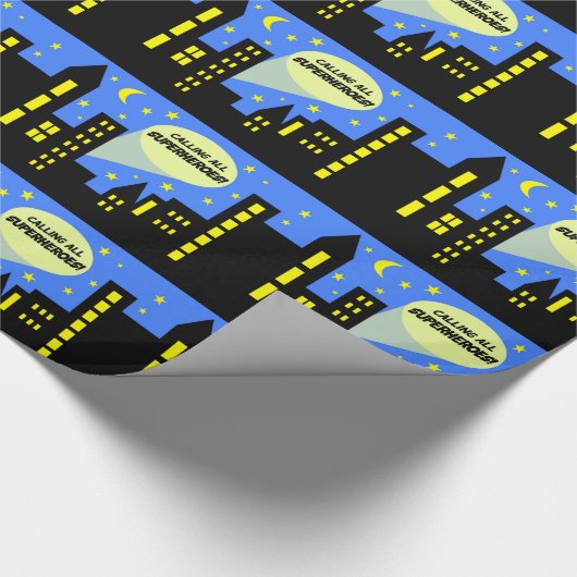Superheld verpakkingspapier | superheld | tafellak cadeaupapier (Hoek)