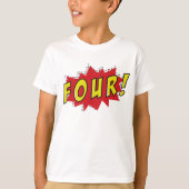 Superheld, vier jaar oud, verjaarjongens t-shirt (Voorkant)