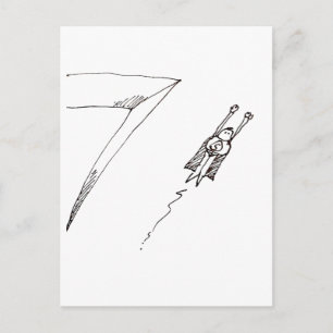 Superheld vliegende cartoon briefkaart