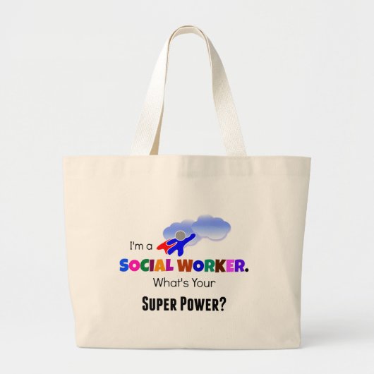 Superheld voor maatschappelijk werkers grote tote bag (Voorkant)