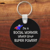 Superheld voor maatschappelijk werkers sleutelhanger (Achterkant)
