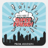 Superheld vriend Comic Valentijn Stickers (Voorkant)