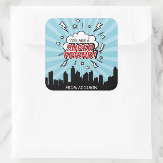 Superheld vriend Comic Valentijn Stickers (Tas)