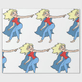 Superheld Vrouw Cadeaupapier (Vlak)