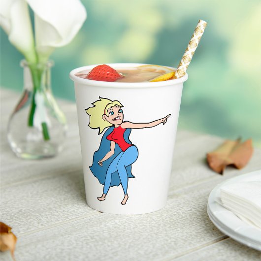 Superheld Woman Papieren Bekers