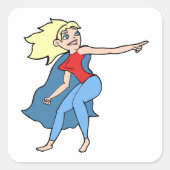 Superheld Woman Vierkante Sticker (Voorkant)