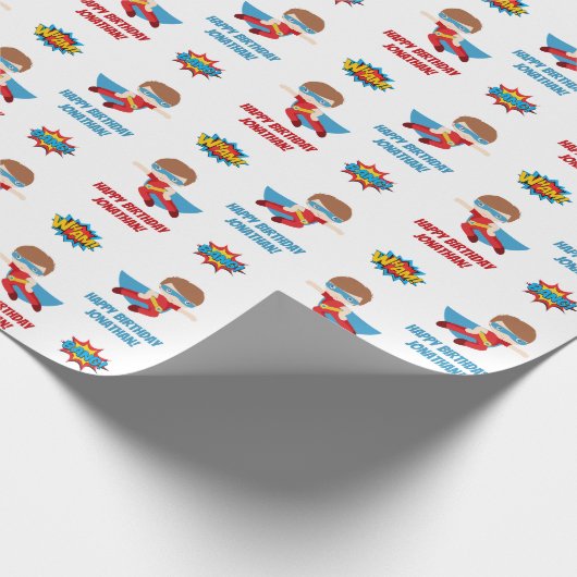 Superheld Wrapping Paper (Boy Persoonlijke Naam) Cadeaupapier (Hoek)