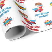 Superheld Wrapping Paper (Boy Persoonlijke Naam) Cadeaupapier (Rol Hoek)