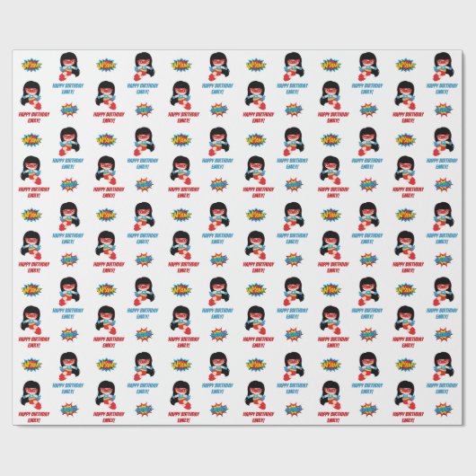 Superheld Wrapping Paper (meisjesnaam) Cadeaupapier (Vlak)