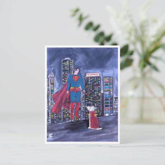 Superhelden Beste Vriendin Schilderij van Alfred F Briefkaart (Staand voorkant)