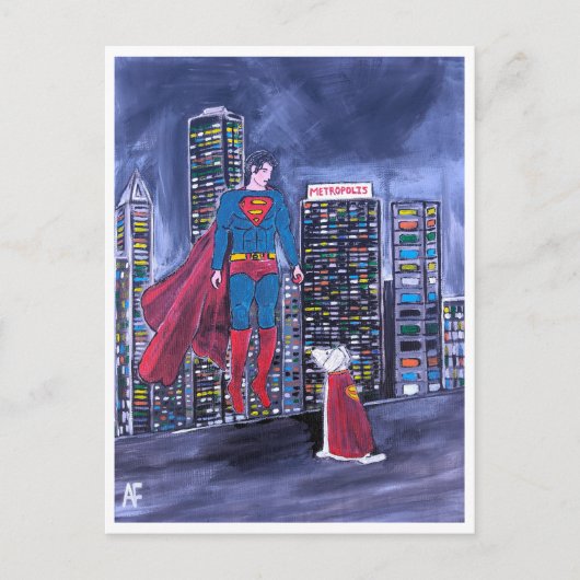 Superhelden Beste Vriendin Schilderij van Alfred F Briefkaart (Voorkant)