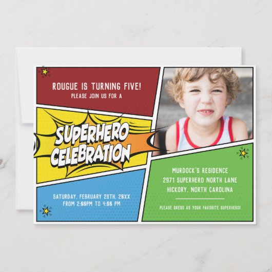Superhelden Feest Kaart (Voorkant)