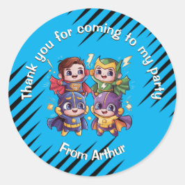 Superhelden feest Kinder superhelden leuke identit Ronde Sticker