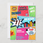 Superhelden Feest Stripboek Verjaardagsfoto Kaart (Voorkant)