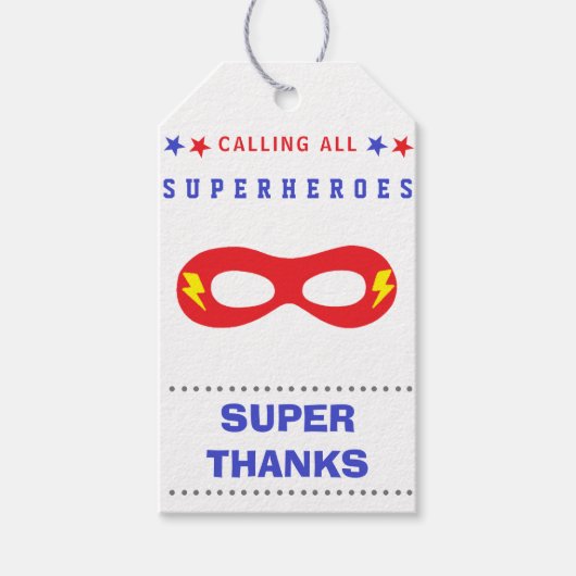 Superhelden Feest Super bedankt Cadeaulabel (Voorkant)