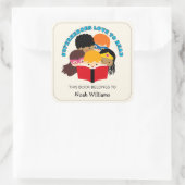 Superhelden houden van het lezen van persoonlijke vierkante sticker (Tas)