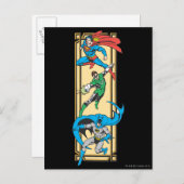 Superhelden in actie briefkaart (Voorkant / Achterkant)