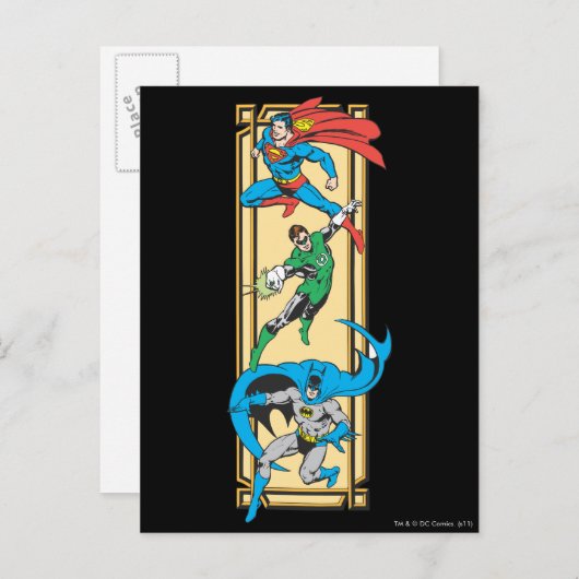 Superhelden in actie briefkaart (Voorkant / Achterkant)