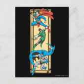 Superhelden in actie briefkaart (Voorkant)