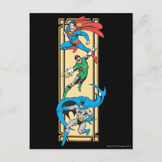 Superhelden in actie briefkaart (Voorkant)