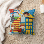 Superhelden in de stadslaag kussen (Deken)