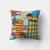 Superhelden in de stadslaag kussen (Achterkant)