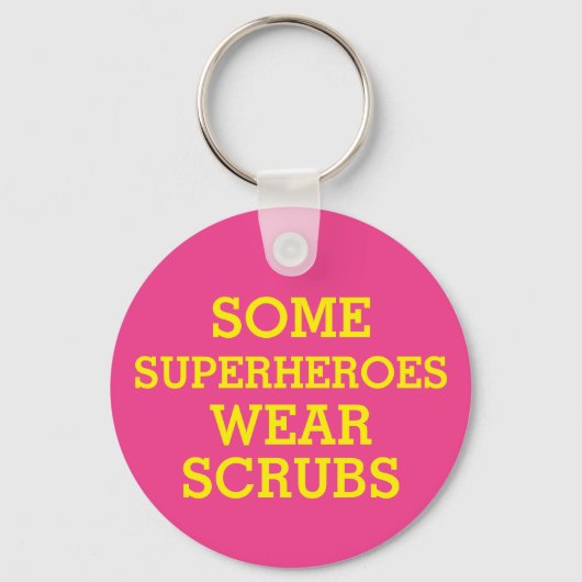 Superhelden in Scrubs Button Sleutelhanger (Voorkant)