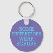 Superhelden in Scrubs Button Sleutelhanger (Voorkant)