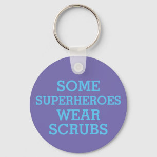 Superhelden in Scrubs Button Sleutelhanger