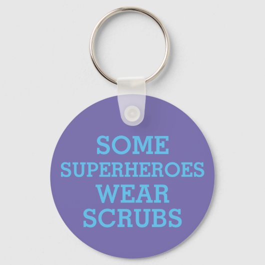 Superhelden in Scrubs Button Sleutelhanger (Voorkant)