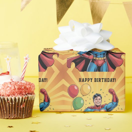 Superhelden Jongens Verjaardagsfeestje Cadeaupapier (Verjaardagsfeest)