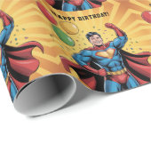 Superhelden Jongens Verjaardagsfeestje Cadeaupapier (Rol Hoek)