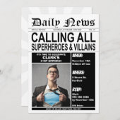 Superhelden of Villains Birthday Party Superheld Kaart (Voorkant / Achterkant)