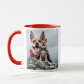 Superhelden op een rots. mok (Links)