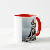 Superhelden op een rots. mok (Voorkant rechts)